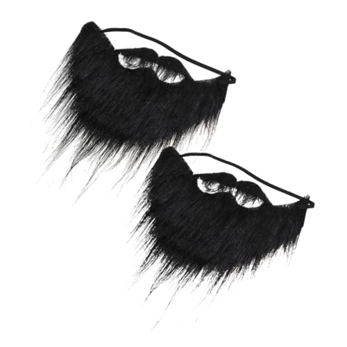 Ipetboom 2 Stücke EIN Lustiger Falscher Bart Halloween-Party-bart Lustiger Kostümbart Bartzubehör Für Männer Partybart Gefälschter Bart Der Halloween-Party Schnurrbart Gefälscht Gummi Black von Ipetboom