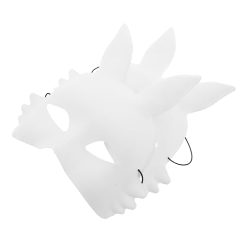 Ipetboom 2 Stücke Leere Kaninchenmaske Vintage Halloween-Maske Halloween-Hasen-Maske Tiermaske mit halbem Gesicht Halloween -Masken Maskenkostüme für Frauen PVC Weiß von Ipetboom