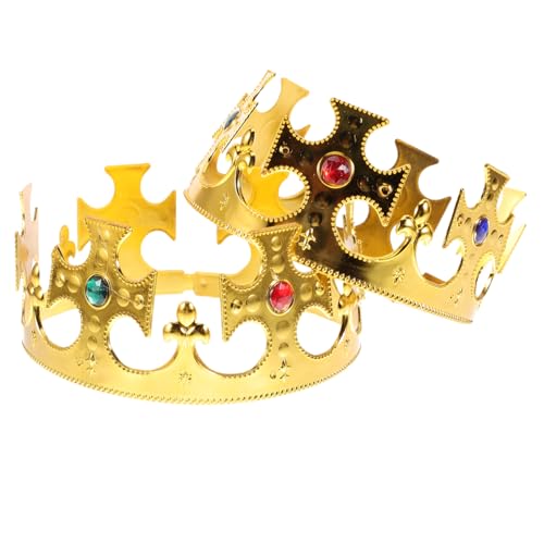 Ipetboom 2-teiliges Königs- und Königin-Kronen-Set für Kinder – Goldkronen und Tiara für königliche Themen-Geburtstagsparty-Kostüm-Accessoires und Foto-Requisiten – Requisiten für Photobooth von Ipetboom