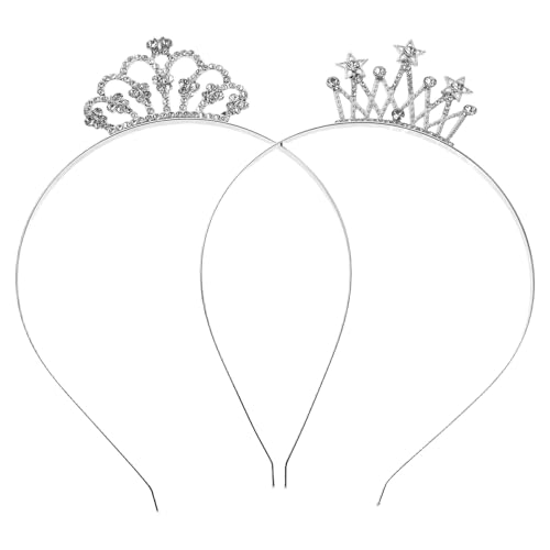 Ipetboom 2-teiliges Kopfstück mit Strasskrone: Prinzessinnen-Stirnband mit Kristall-Strasssteinen für Kinder, funkelndes Haar-Accessoire für Partys und Auftritte kleiner Mädchen und als von Ipetboom