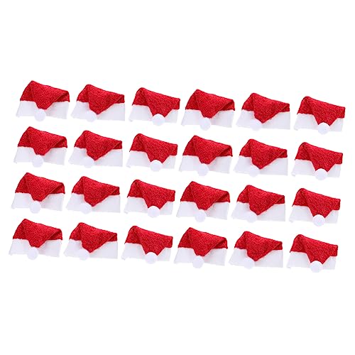 Ipetboom 24 Stück Teiliges Kleine Weihnachtsmützen Filz für Lutscher Candy Dekoration Niedliche Mini Nikolaus Hüte Rot Weiß Festliche Weihnachtsdeko für Partys und Geschenke von Ipetboom