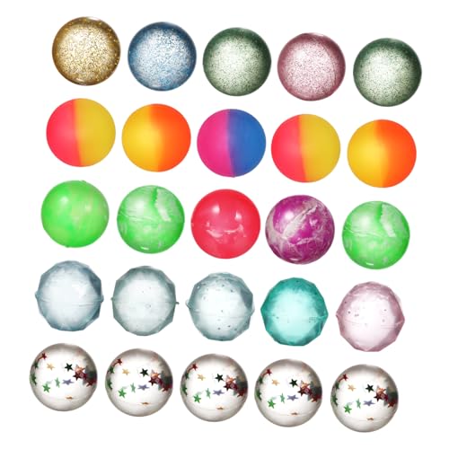 Ipetboom 25 Stück Bunte Gummibälle mit Glitzer und Mustern Kleine Hüpfbälle für Vielseitige Spiel Partyspaß Bouncing Balls als Mitgebsel und Belohnungen Zufällige Farbe von Ipetboom