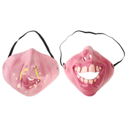 Ipetboom 2Stücke Halbgesicht Maske für Halloween Lustige Maskerade Kostümzubehör für Partys Cosplay Burlesque Shows Hochwertige Langlebige Materialien Kreatives von Ipetboom