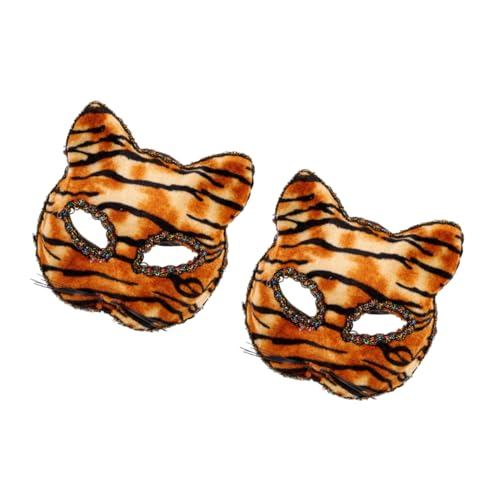 Ipetboom 2Stücke Tiger Halbmaske für Maskerade Cosplay Realistische Tiermaske für Halloween Kostümball Karnevalsveranstaltungen Einzigartiges Design Komfortables Material von Ipetboom