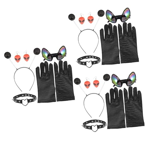Ipetboom 3 Sätze Party -Kleidungsstück Erwachsene Stirnbänder Außerirdischer schnapsgläser Haarband Party-Kostüm- party feier gläser fremdes Glas Plastik Black von Ipetboom