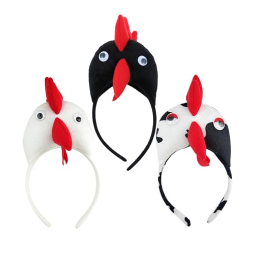 Ipetboom 3 Stück Abschlussball Stirnband Stirnbänder Hühnerkostüm Erwachsene Hühnerkopfbedeckung Kükenkopfschmuck Tierkostüm Party Verkleidung Cartoon Tierkopfschmuck Süßes von Ipetboom