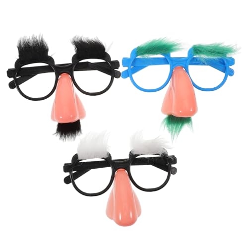 Ipetboom 3 Stück Lustige Requisitenbrille Kostüm Nachahmung Halloween Schnurrbärte Party fasching accessoires lustige verkleidung lustige für erwachsene Brille mit Nase Plastik von Ipetboom
