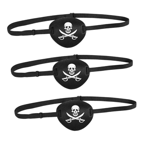 Ipetboom 3 Stück Piraten Augenmaske Verstellbare Langlebige Halloween Augenklappe für Cosplay Karneval und Themenpartys Hochwertigem Material für Rollenspiele von Ipetboom