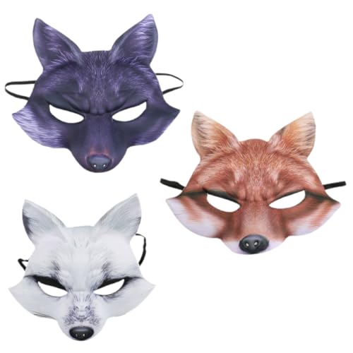 Ipetboom 3 Stück Teiliges Halloween Fuchs Maske aus Leichtem EVA Material Halbes Gesicht Farbiges Cosplay Kostüm Zubehör für Party Karneval und Maskerade Ipetboom 3 Stück Teiliges Halloween Fuchs Maske aus Leichtem EVA Material Halbes Gesicht Farbiges Cosplay Kostüm Zubehör für Party Karneval und Maskerade von Ipetboom