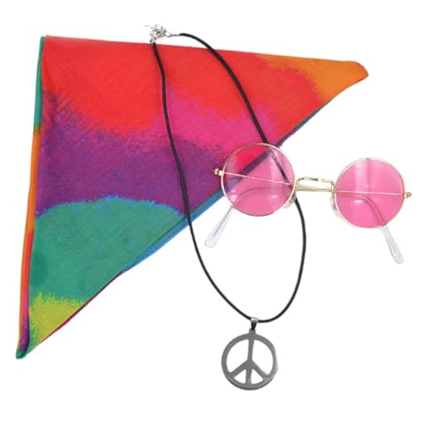 Ipetboom 3 Stück Teiliges Peace Symbol Halskette mit Bunten Brille und Stirnband für Karneval Cosplay und Mottopartys Kreative Deko für Besondere Anlässe Ipetboom 3 Stück Teiliges Peace Symbol Halskette mit Bunten Brille und Stirnband für Karneval Cosplay und Mottopartys Kreative Deko für Besondere Anlässe von Ipetboom