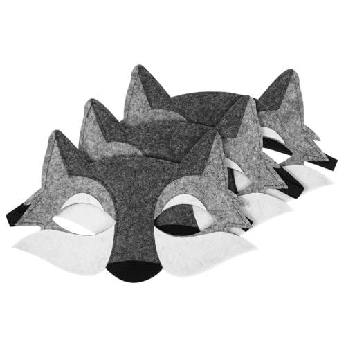Ipetboom 3 Stück Wolfsmaske Tiere Filz Halbgesichtsmaske Halbgesicht Wolfsmaske Wolfskostüm Dekor Tiermaskerade Für Cosplay-Kostüm von Ipetboom