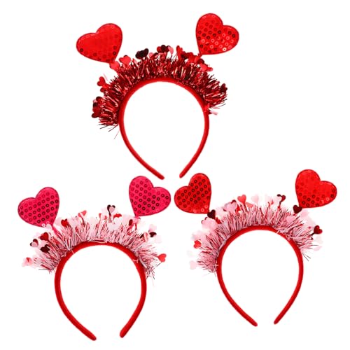 Ipetboom 3 Valentinstag Herz Haarreif für Damen Romantische Leichte und Rutschfeste Kopfband Accessoires mit Einzigartigem Design Passend für Fotos Partys und Feiern von Ipetboom