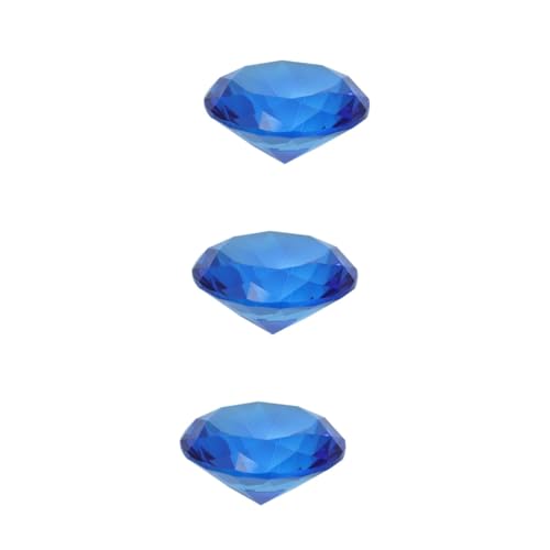 Ipetboom 3st Diamant-streukristalle Blaue Wohndekoration Geburtssteine ​​aus Glasimitat Mit Diamanten Handwerkliche Juwelen 60 Mm Juwel Briefbeschwerer Heimsachen Groß Braut Künstlich Münze von Ipetboom