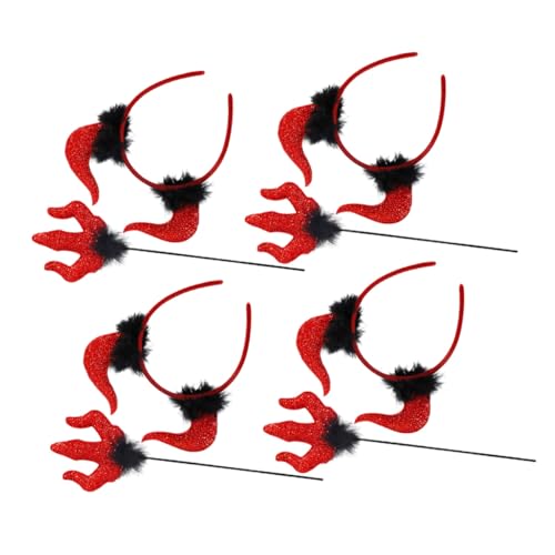Ipetboom 4 Sätze Halloween Teufelshörner Haarreif mit Set Teiliges Devil Cosplay Zubehör für Karneval Party Maskerade Auffälliges Design Detailreiche Verarbeitung Halloween Kostüm von Ipetboom