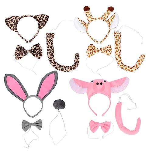 Ipetboom 4 Sätze Halloween-tier-set 3d-stirnbandschwanz Tierkostüm 3d-tier-stirnband- Cosplay-anzug Tier-cosplay-kostüm Tierohrstirnband Tier-stirnband-kostüm Stoff von Ipetboom