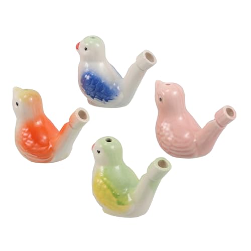 Ipetboom 4 Stück Keramische Vogelpfeifen Teiliges mit Einzigartigem Wasser Vogelruf Handgefertigte Wasserspielzeuge mit Melodischem Leicht und Tragbar für Party und Outdoor Aktivitäten von Ipetboom