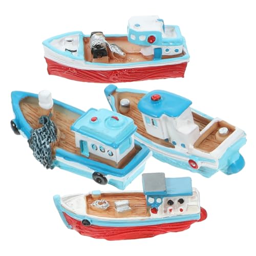 Ipetboom 4 Stück Miniaturschiff Teiliges Boot Modell für Puppenhaus Mikrolandschaft Resin Dekoration für Strand Garten Kreative für Freunde von Ipetboom