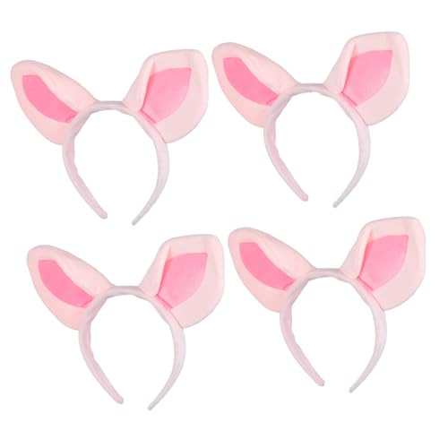 Ipetboom 4 Stück Plüsch Pinke Schweineohren Haarreif Weich Kuschelig Halloween Party Kostümaccessoire für Erwachsene und Cartoon Tier Kostüm Fasnachtskostüm Junge Mädchen von Ipetboom