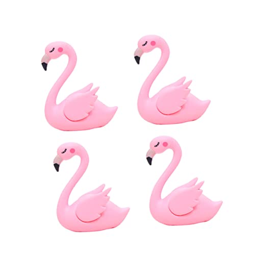 Ipetboom 4 Stück Teiliges Flamingo Ornament aus Kunststoff Vielseitige Tortendeko und Auto Dekoration mit Flügelöffnenden Figuren für Party Garten und Wohnraum von Ipetboom