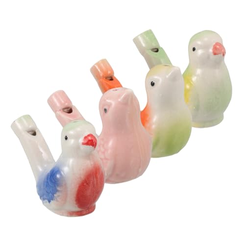 Ipetboom 4 Stück Teiliges Keramik Vogelpfeifen mit Realistischem Tragbare Wasser Vogelpfeifen in Bunten Farben und Geräuschemacher für Outdoor und Vogelbeobachter von Ipetboom