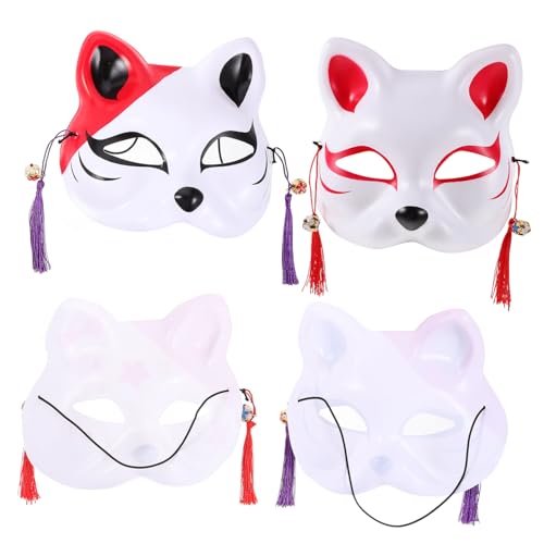Ipetboom 4 Stück Teiliges Set Halbgesichtige Katzen und Fuchs Cosplay Masken Japanischer Stil Leichte Langlebige Materialmischung Atmungsaktiv Geeignet für Halloween Maskerade und Ipetboom 4 Stück Teiliges Set Halbgesichtige Katzen und Fuchs Cosplay Masken Japanischer Stil Leichte Langlebige Materialmischung Atmungsaktiv Geeignet für Halloween Maskerade und von Ipetboom