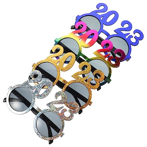 Ipetboom 4 Stück lustige Brille Partygeschenke Gläser geformt Dekorationen albern frohe silvesterbrille rahmen Neujahrsbrille karneval brille Party-Brillen-Dekore Plastik von Ipetboom