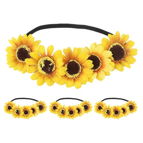 Ipetboom 4-teiliger Sonnenblumen-Stirnbandkranz: Sonnenblumenkrone, Blumengirlande, elastische Haarbänder für Halloween, Weihnachten, Hochzeit, Haarschmuck Ipetboom 4-teiliger Sonnenblumen-Stirnbandkranz: Sonnenblumenkrone, Blumengirlande, elastische Haarbänder für Halloween, Weihnachten, Hochzeit, Haarschmuck von Ipetboom