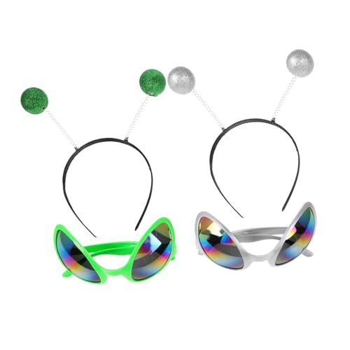 Ipetboom 4Stücke Außerirdische Brille Teiliges Kostümzubehör Mit Stirnband Für Halloween Und Cosplay Grünem Und Silbernem Rahmen Für Erwachsene Ipetboom 4Stücke Außerirdische Brille Teiliges Kostümzubehör Mit Stirnband Für Halloween Und Cosplay Grünem Und Silbernem Rahmen Für Erwachsene von Ipetboom