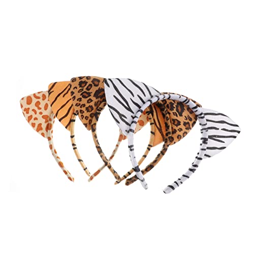 Ipetboom 4Stücke Tierohren Haarreifen Für Katzenohren Tiger Leopard Und Zebra Kostümzubehör Für Karneval Halloween Und Cosplay von Ipetboom