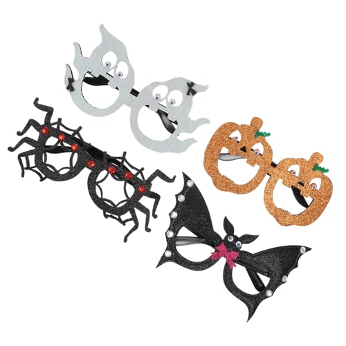Ipetboom 4er Set Halloween Kinderbrillen, Kürbis Spinne Gespenst Fledermaus Rahmen, Kostümbrillen für Halloween Deko Ipetboom 4er Set Halloween Kinderbrillen, Kürbis Spinne Gespenst Fledermaus Rahmen, Kostümbrillen für Halloween Deko von Ipetboom
