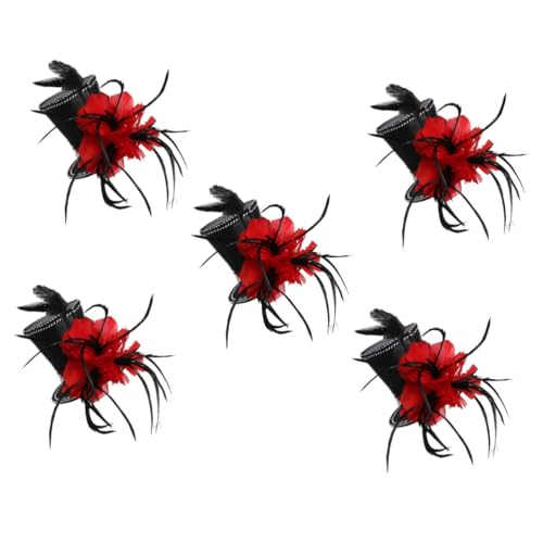 Ipetboom 5 Stück Top Hat Haarband mit Federdetail Elegantes Halloween Headdress für Frauen Partys Cosplay Bühnenaufführungen Leicht Langlebig Modisches Design von Ipetboom