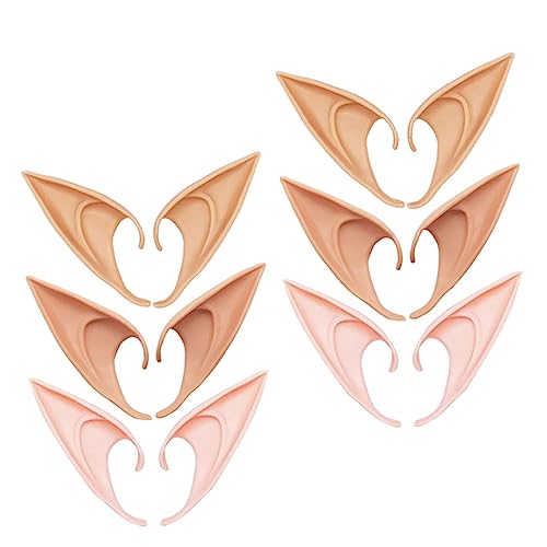 Ipetboom 6 Paare Künstliche Elfenohren Austauschbares Dekorative Dekorative Künstliche Ohren Cosplay -Requisite Verschleißfeste Gefälschte Ohren Cosplay -Accessoire Emulsion von Ipetboom