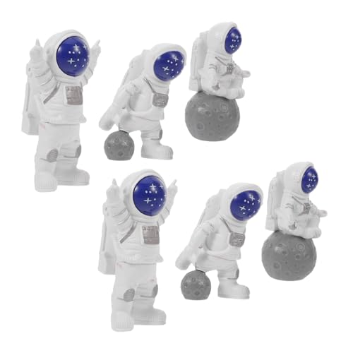 Ipetboom 6 Stück Astronaut Kuchendeko Resin Figuren für Kindergeburtstag Weltraum Thema Detailreiche Mini Raumfahrer Desktop Ornamente Wiederverwendbar Leicht und Vielseitig für Party und von Ipetboom