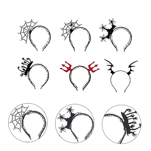 Ipetboom 6 Stück Halloween-Stirnband haarreif halloween haarreifen halloween Spinnennetz Haarband Cosplay-Teufel-Stirnband haarschmuck Spinnennetz Kopfbedeckung Spinnenhaarreifen gefühlt von Ipetboom