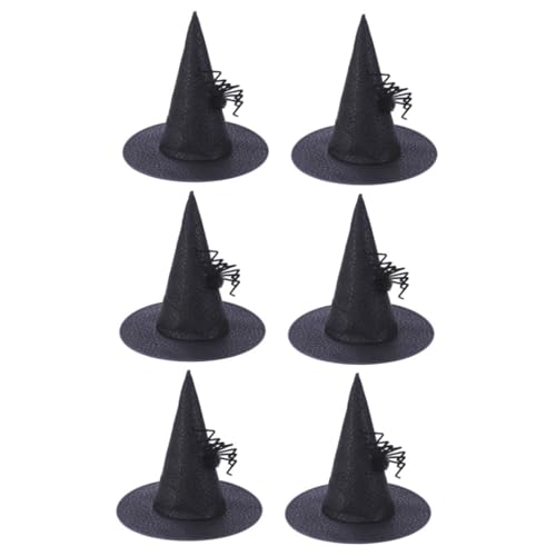 Ipetboom 6 Stück Hexenhut Teiliges Kostüm Zubehör für Halloween Partys und Cosplay Dekorative Schwarze Hüte mit Einzigartigem Design für Festliche und Spaß von Ipetboom