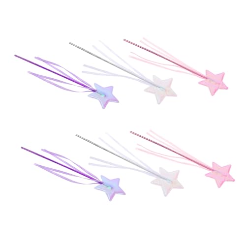 Ipetboom 6 Stück Pentagramm-Fee-Zauberstab Kind Kleid neu Gefälligkeiten für Weihnachtsfeiern Halloween Kostümzubehör für Partys rosa Zauberstab Prinzessin Gastgeschenke Stoff von Ipetboom