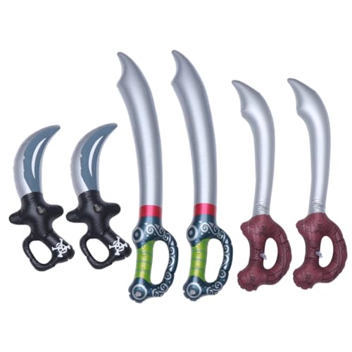 Ipetboom 6 Stück Teiliges Aufblasbares Piratenschwert PVC Kinderspielzeug Kreative Cosplay in Sicher für Jungen und Mädchen für Fasching Rollenspiele und Partydekoration von Ipetboom