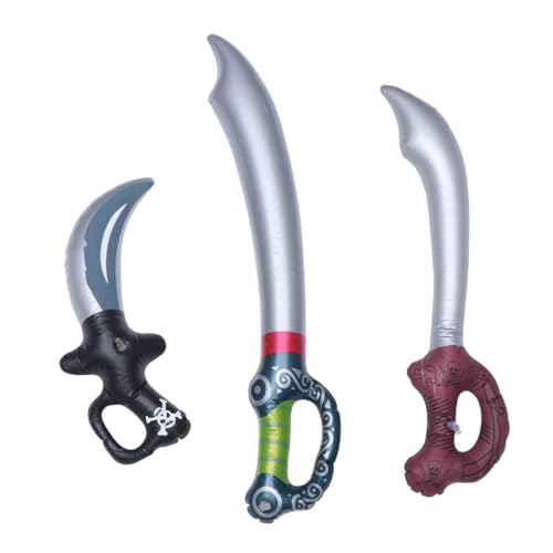 Ipetboom 6 Stück Teiliges Aufblasbares Piratenschwert für PVC Material Verschiedene Groß Mittel Klein Sicherer Spielspaß für Jungen und Mädchen für Piratenpartys und Cosplay Zubehör von Ipetboom