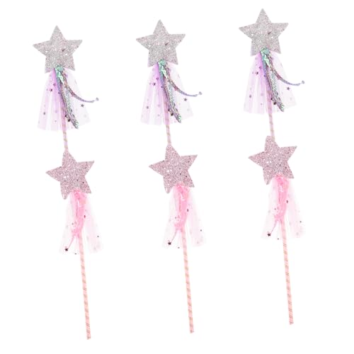 Ipetboom 6 Stück Teiliges Feenstab für Mädchen Glitzernde Sternzauberstäbe in Rosa Vielseitiges Accessoire für Kostüm Party Bühnenauftritte und Fantasievolles Rollenspiel von Ipetboom