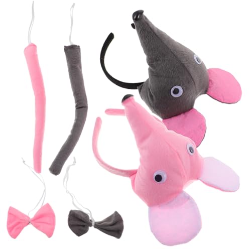 Ipetboom 6 Stück Teiliges Maus Kostüm mit Kopfband Ohren Nase und Fliege Hautfreundlich Geruchlos für Erwachsene für Karneval Halloween und Kostümpartys von Ipetboom