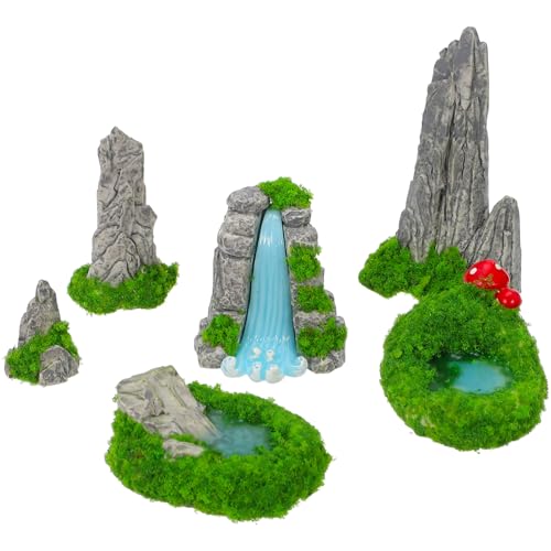Ipetboom Miniatur Satz aus Harz 6 Stücke Künstlicher Berg mit Wasserpool Wetterbeständige Gartendekoration für Kleiner und Aquarien Bonsai Ornament Realistisches Design Ipetboom Miniatur Satz aus Harz 6 Stücke Künstlicher Berg mit Wasserpool Wetterbeständige Gartendekoration für Kleiner und Aquarien Bonsai Ornament Realistisches Design von Ipetboom