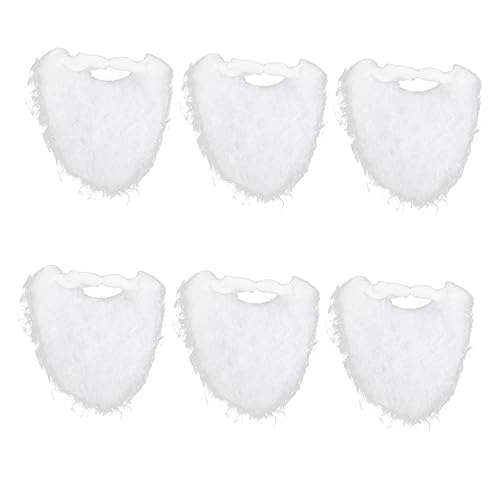 Ipetboom 6 Stück Weihnachtsbart Weihnachten Schnurrbärte Fell Gefälscht Zubehör Weihnachtsfeier Bart Dekorativer Bart Noel Erwachsene Bart des Weihnachtsmannes Kostüm Weiß Flanellmaterial von Ipetboom