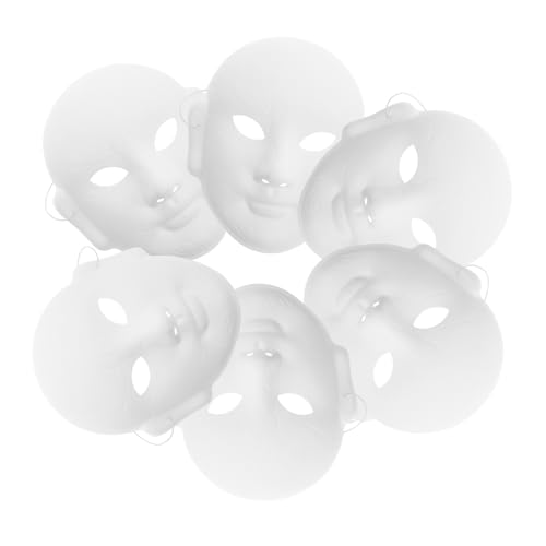Ipetboom 6 Stück Weiße DIY Pappmaché Masken Unbemalt Bemalen für Erwachsene Kreative und Tanzparty Masken Bastelset für Gruppenaktivitäten und Cosplay für Gestaltung von Ipetboom