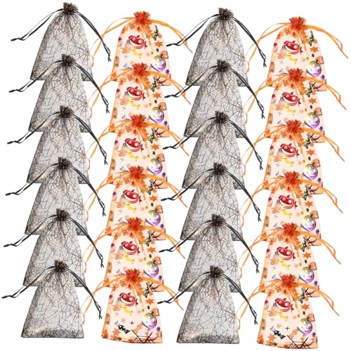 Ipetboom 60 Stück Halloween Organza Geschenkbeutel mit Netzstruktur Schwarze Goldspinnen Orange Kürbis Motive Zugbandbeutel für Süßigkeiten Partygeschenke Snacks und Vielseitig Einsetzbar Ipetboom 60 Stück Halloween Organza Geschenkbeutel mit Netzstruktur Schwarze Goldspinnen Orange Kürbis Motive Zugbandbeutel für Süßigkeiten Partygeschenke Snacks und Vielseitig Einsetzbar von Ipetboom