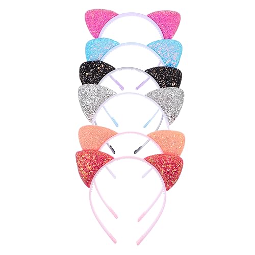 Ipetboom 6Stücke Katzenohren Haarbänder für Glitzer Kopfschmuck Accessoire für Feste Halloween und Karneval Entzückendes Design von Ipetboom