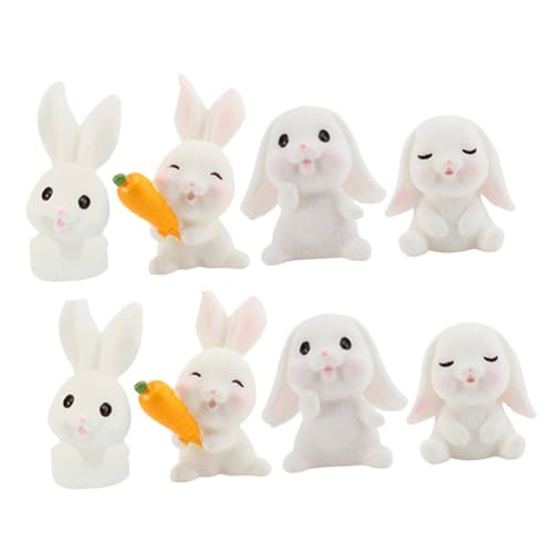 Ipetboom 8 Stück Teiliges Resin Kaninchen Miniatur Figuren Dekorative Hasenmodelle für DIY Bonsai Niedliche Tierornamente Kunstvoll Verarbeitet für Garten Büro und Zuhause von Ipetboom