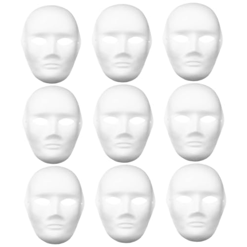 Ipetboom 9 Stck DIY Vollmaske für Teiliges Leere Männliche Gesichtsmaske Malen für Karneval Cosplay und Kreative Bastelprojekte von Ipetboom