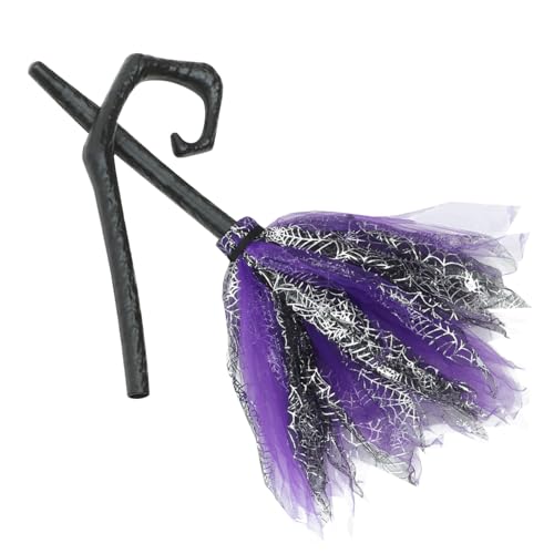 Ipetboom Abnehmbarer Kunststoff Hexenbesen Halloween Deko Cosplay Requisite Leichter Besen für Party Kostüm Zubehör Flexible Hexenbesen Dekoration für Fasching und Mottoparty von Ipetboom