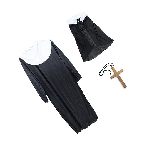 Ipetboom Anzug Halloween Kostümzubehör Frauen Kostüm Kopfbedeckung Kostümzubehör Nonnen-Outfit Halloween-Kostüme für Frauen Halloweenkostüm Nonnengewohnheitskostüm von Ipetboom