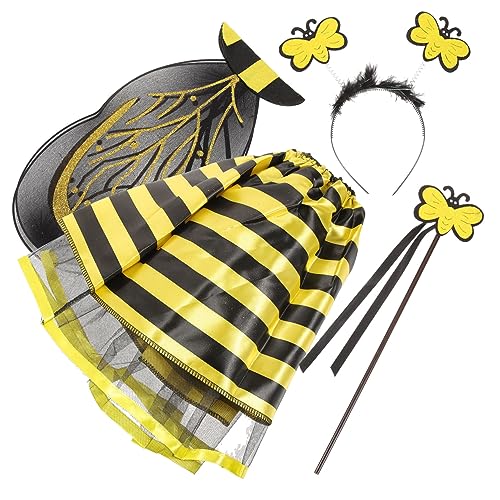 Ipetboom Bienenkostüm Set für Teiliges Cosplay Accessoire mit Haarreif Rock Zauberstab und Flügeln für Karneval Partys und Verkleiden von Ipetboom